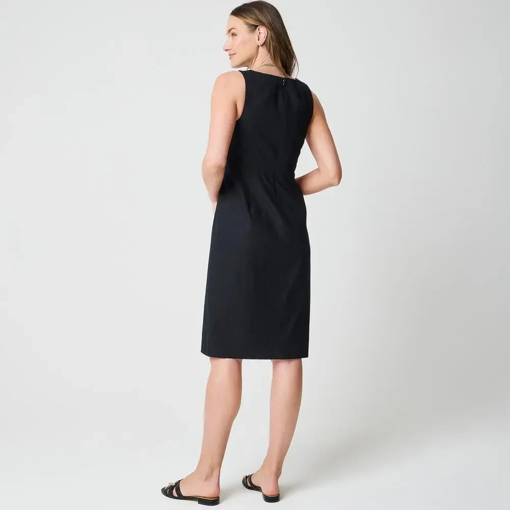 J.Crew Linen Cotton Blend Old Money Button Front Midi Dress Black 0